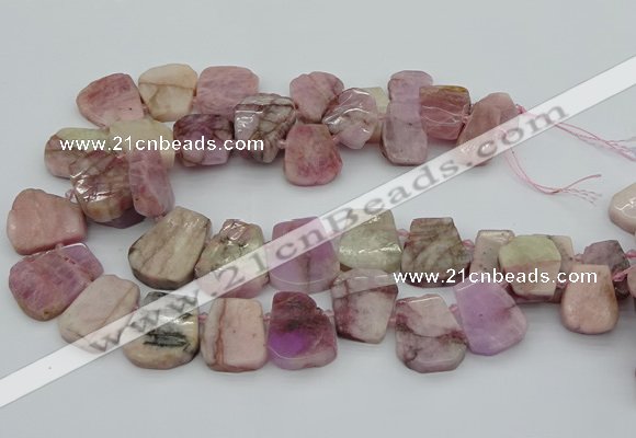 CTD3536 Top drilled 15*20mm - 25*30mm freeform pink kunzite beads