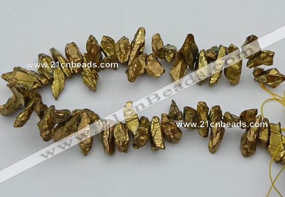 CTD3556 Top drilled 10*20mm - 12*30mm sticks plated quartz beads