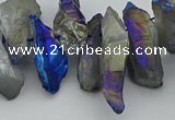 CTD3560 Top drilled 10*20mm - 12*30mm sticks plated quartz beads