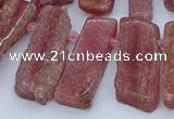 CTD3588 Top drilled 10*20mm - 12*40mm sticks strawberry quartz beads