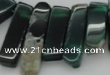 CTD370 Top drilled 10*28mm - 10*50mm wand green agate beads