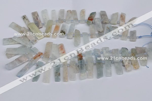 CTD3710 Top drilled 8*20mm - 10*35mm sticks aquamarine beads