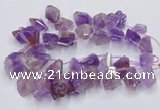 CTD3751 Top drilled 15*20mm - 25*30mm faceted nuggets amethyst beads