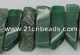 CTD387 Top drilled 10*20mm - 12*50mm wand green aventurine beads