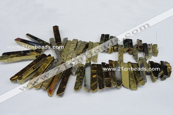 CTD533 Top drilled 10*30mm - 10*65mm wand plated agate beads