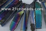 CTD536 Top drilled 10*30mm - 10*65mm wand plated agate beads