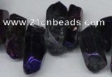 CTD546 Top drilled 10*20mm - 12*35mm nuggets plated quartz beads