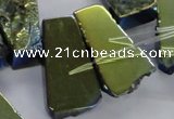 CTD746 Top drilled 15*25mm - 20*65mm freeform plated agate beads