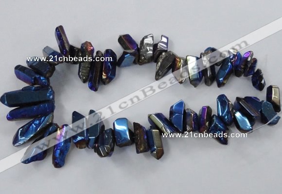 CTD779 Top drilled 8*18mm - 15*35mm nuggets plated quartz beads