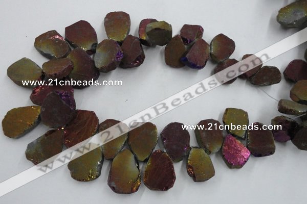 CTD903 Top drilled 15*20mm - 20*30mm freeform plated quartz beads