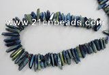 CTD920 Top drilled 6*25mm - 8*40mm wand plated quartz beads