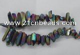 CTD921 Top drilled 10*20mm - 15*35mm sticks plated quartz beads