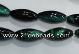 CTE1036 15.5 inches 8*18mm rice dyed green tiger eye beads