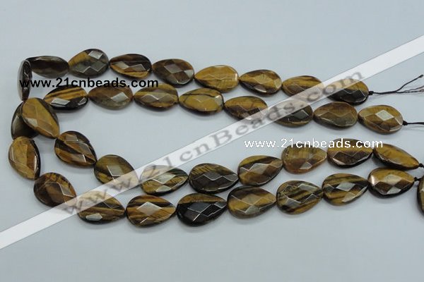CTE111 15.5 inches 16*22mm faceted & flat teardrop yellow tiger eye beads