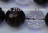CTE1135 15 inches 14mm faceted round mixed tiger eye & white crystal beads