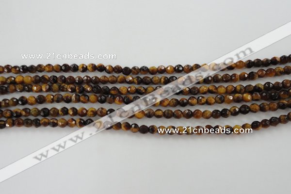 CTE1195 15.5 inches 4mm faceted round yellow tiger eye beads
