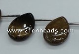 CTE126 18*25mm top-drilled flat teardrop yellow tiger eye beads wholesale