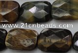 CTE1389 15.5 inches 18*25mm faceted rectangle yellow & blue tiger eye beads