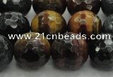 CTE1477 15.5 inches 18mm faceted round mixed tiger eye beads