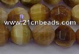 CTE1998 15.5 inches 10mm faceted round golden tiger eye beads