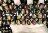 CTE2205 15.5 inches 14mm round mixed tiger eye gemstone beads