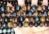 CTE2229 15.5 inches 12mm faceted round colorful tiger eye beads