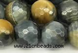 CTE2312 15 inches 10mm faceted round golden & blue tiger eye beads