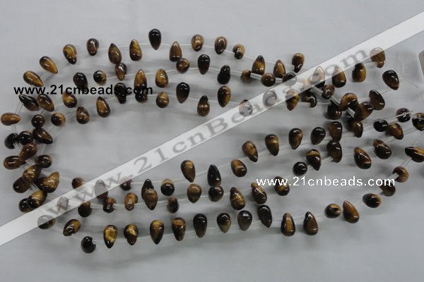 CTE337 Top-drilled 6*10mm teardrop yellow tiger eye gemstone beads