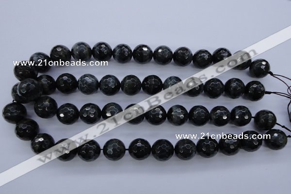 CTE446 15.5 inches 16mm faceted round blue tiger eye beads