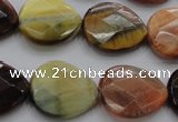 CTE468 15.5 inches 18*20mm faceted flat teardrop mixed tiger eye beads