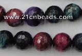 CTE584 15.5 inches 12mm faceted round colorful tiger eye beads