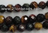 CTE713 15.5 inches 10mm faceted round mixed color tiger eye beads