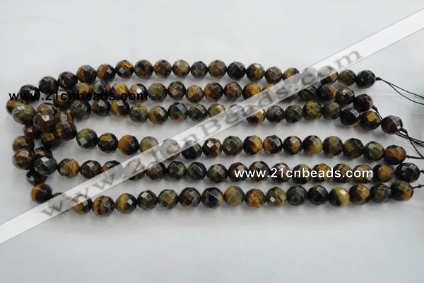 CTE722 15.5 inches 8mm faceted round yellow & blue tiger eye beads