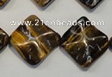CTE840 15.5 inches 20*20mm wavy diamond yellow tiger eye beads