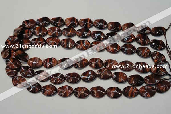 CTE858 15.5 inches 13*18mm wavy oval red tiger eye beads
