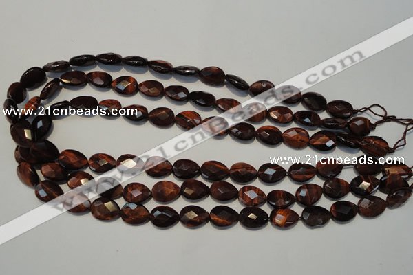 CTE882 15.5 inches 10*14mm faceted flat teardrop red tiger eye beads