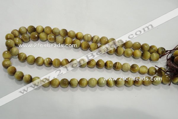 CTE903 15.5 inches 10mm faceted round golden tiger eye beads