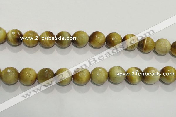 CTE908 15.5 inches 20mm faceted round golden tiger eye beads