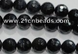 CTE922 15.5 inches 8mm faceted round silver tiger eye beads