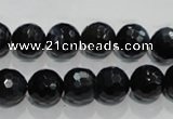 CTE923 15.5 inches 10mm faceted round silver tiger eye beads