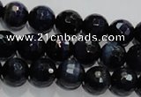 CTE933 15.5 inches 10mm faceted round dyed blue tiger eye beads