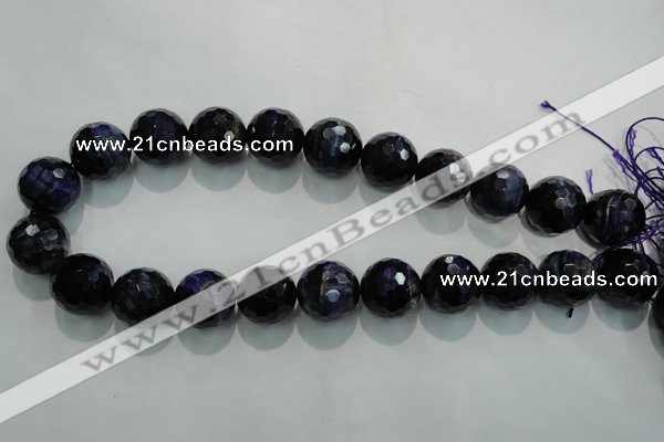 CTE937 15.5 inches 18mm faceted round dyed blue tiger eye beads