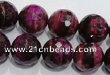 CTE976 15.5 inches 16mm faceted round dyed red tiger eye beads