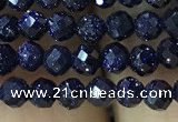 CTG1191 15.5 inches 3mm faceted round blue goldstone beads