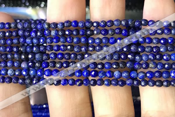 CTG1194 15.5 inches 3mm faceted round tiny dyed lapis lazuli beads