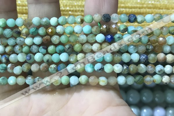 CTG1211 15.5 inches 4mm faceted round tiny chrysocolla beads