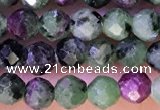 CTG1316 15.5 inches 4mm faceted round ruby zoisite beads