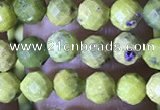 CTG1557 15.5 inches 4mm faceted round yellow pine turquoise beads