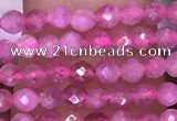 CTG1639 15.5 inches 2.5mm faceted round tiny pink tourmaline beads