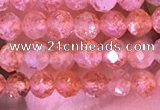 CTG1647 15.5 inches 3mm faceted round tiny strawberry quartz beads